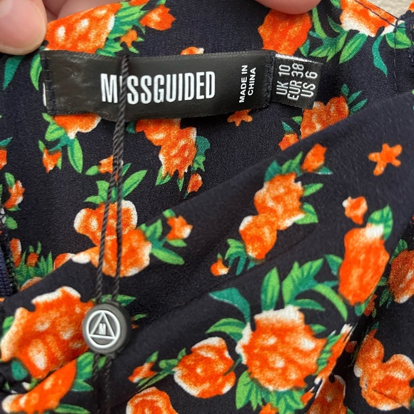 NWT Missguided milkmaid midi dress Floral Ruched Dress - Picture 6 of 12